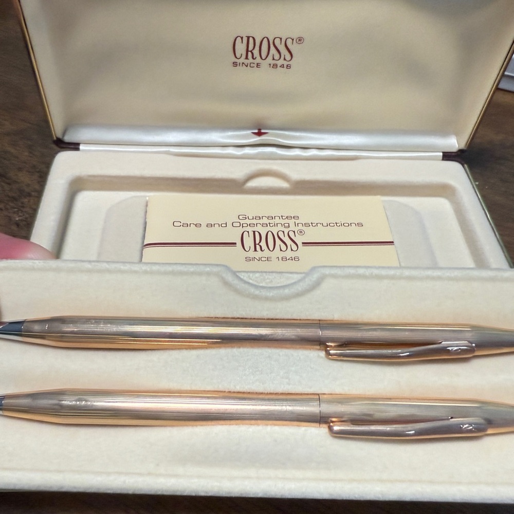 Vintage CROSS 10K Gold Pen & Pencil Set w/ Case & Booklet. Cross Gold Pen Set